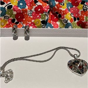 🌈🌈Brighton multi colored heart necklace and earrings set!